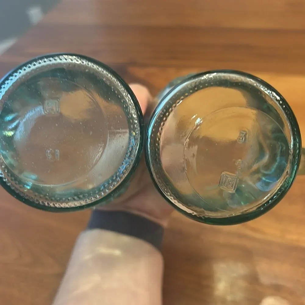 Coca Cola Coke Set of Heavy Green Glasses Handle 12 ounce Made in USA By Libby